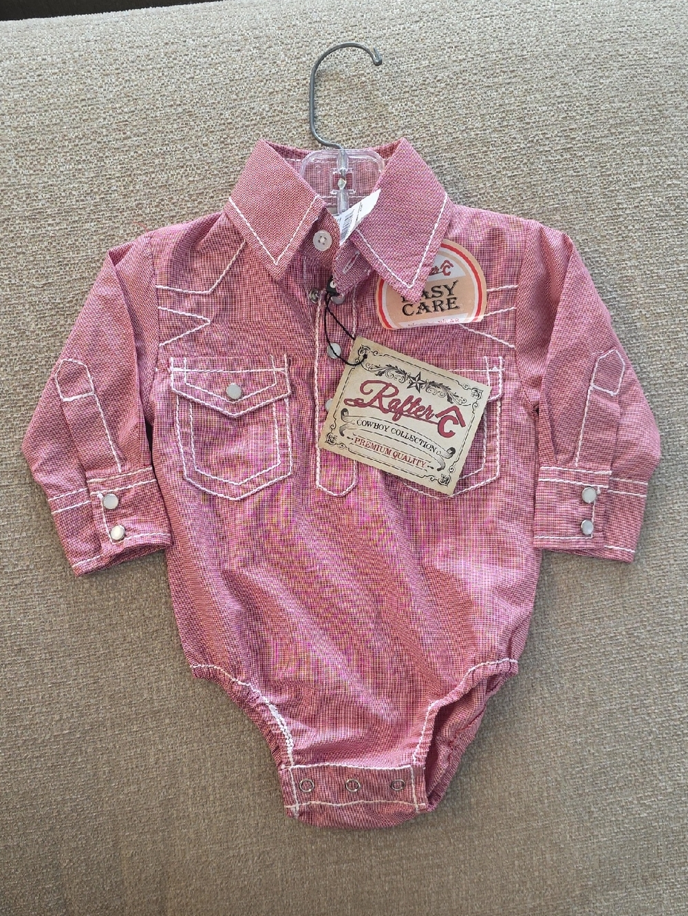 Rafter's Cowboy Collection Baby Western-Inspired Snap Romper in Red